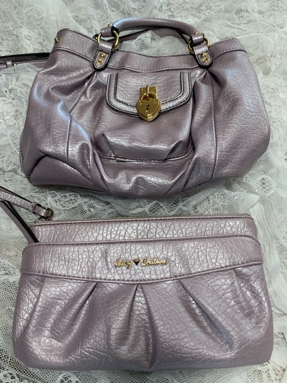 VINTAGE Juicy Couture Lavender Satchel with Gold Heart Lock